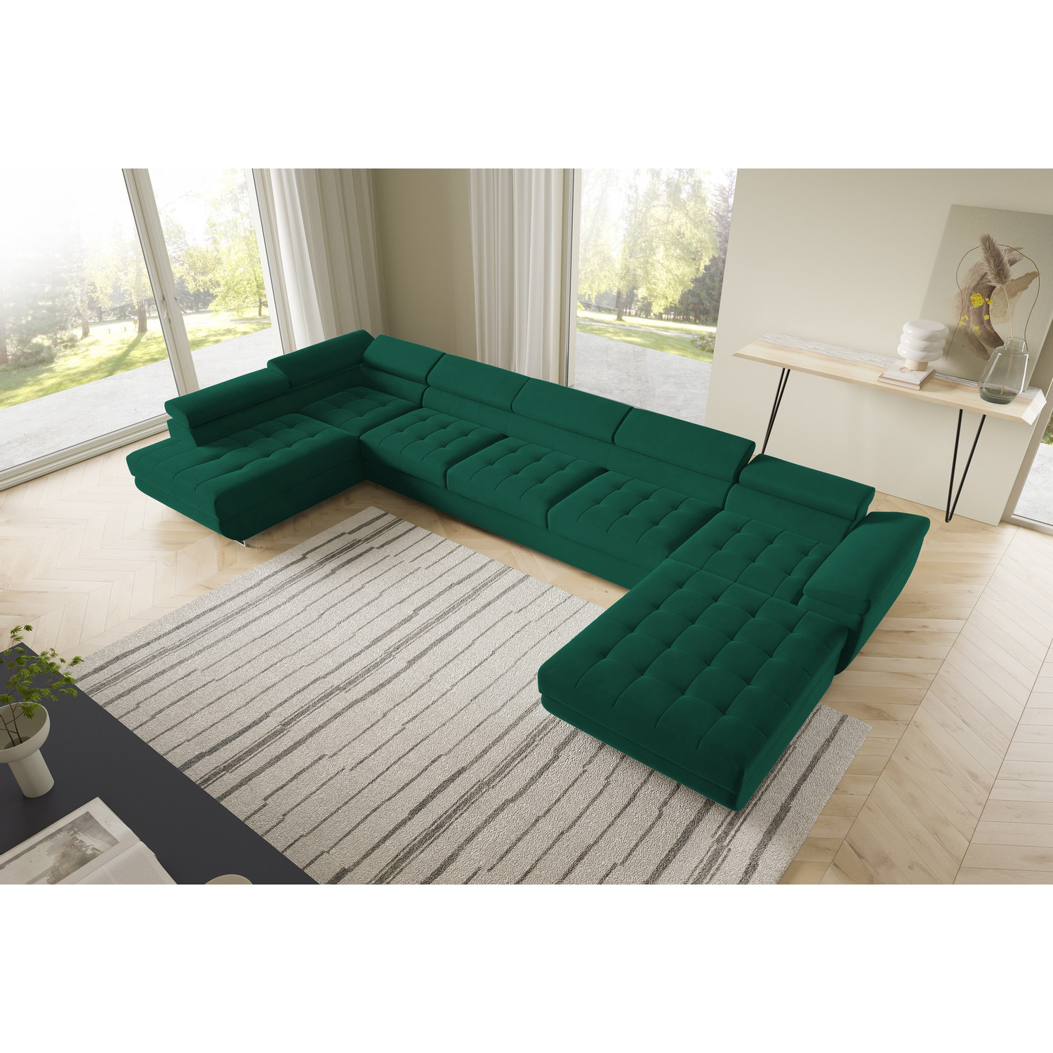 Rohov&aacute; rozkl&aacute;dac&iacute; sedac&iacute; souprava BENJAMIN 275 U XL Lev&aacute; Zelen&aacute;