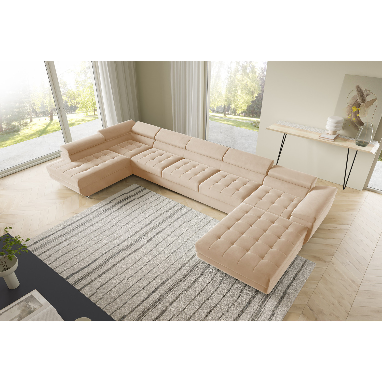 Rohov&aacute; rozkl&aacute;dac&iacute; sedac&iacute; souprava BENJAMIN 275 U XL Lev&aacute; B&eacute;žov&aacute;