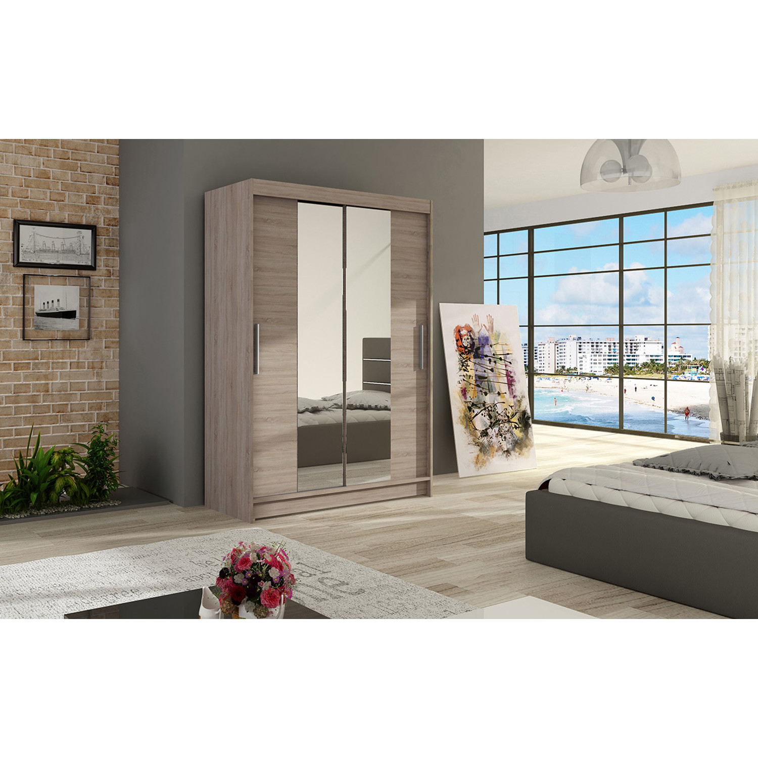 Velká šatní skříň MIAMI II trufla šířka 120 cm