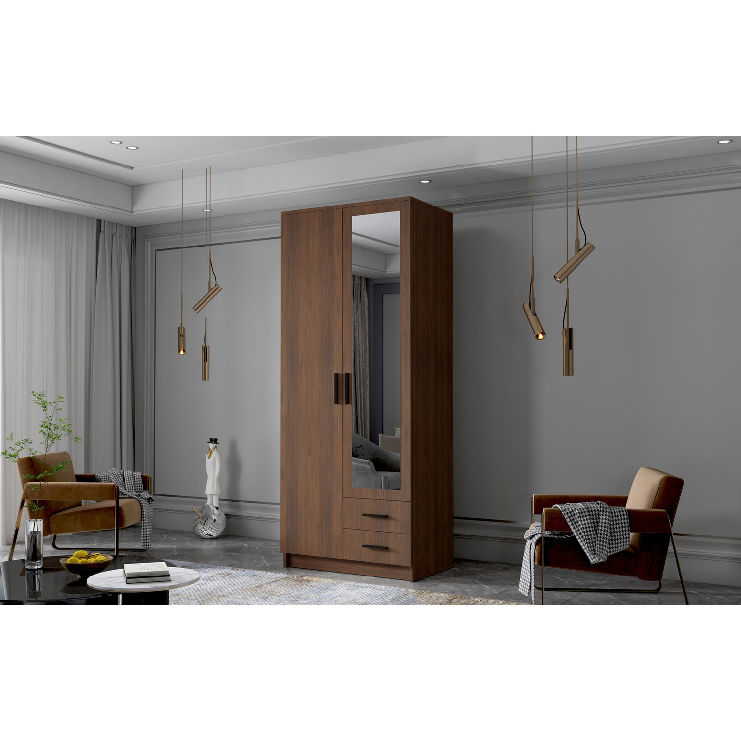 &Scaron;atn&iacute; skř&iacute;ň ADA II 80 cm - ořech/čern&eacute; &uacute;chytky