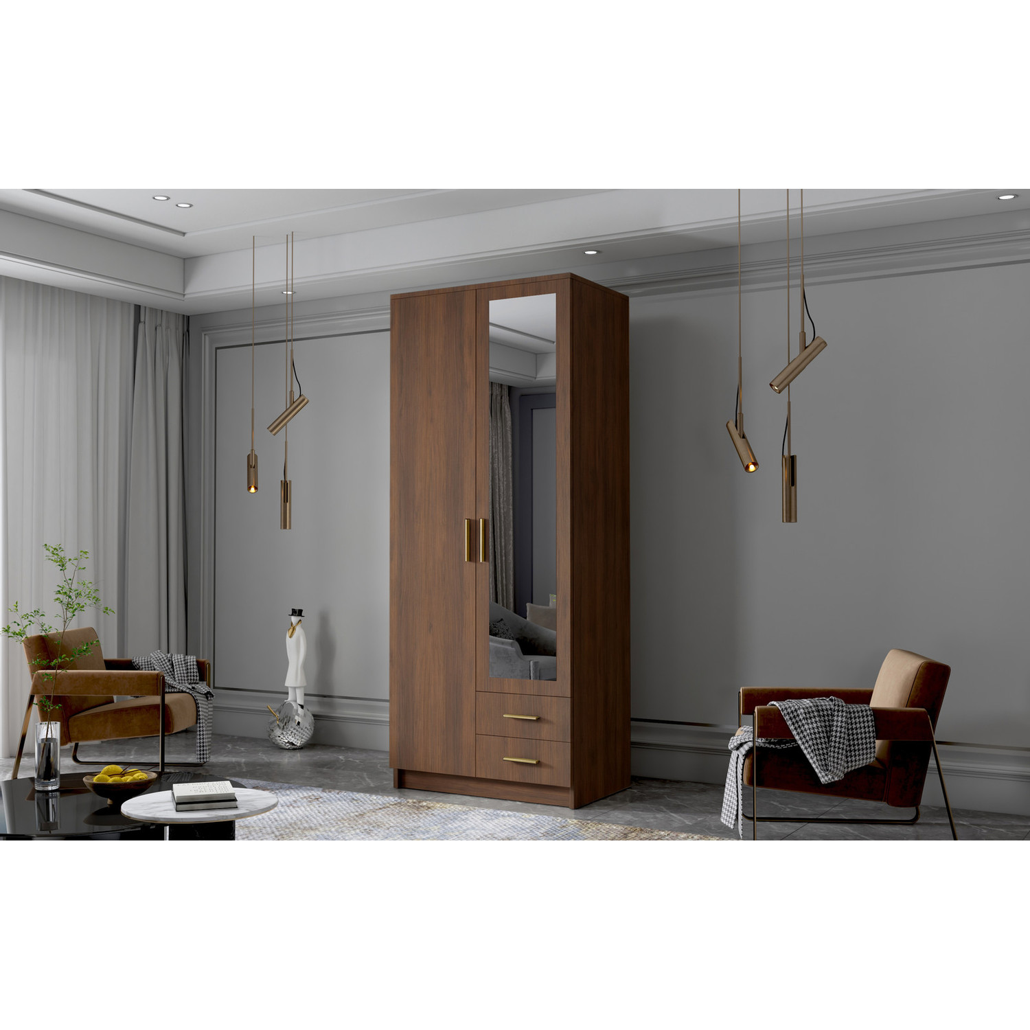 &Scaron;atn&iacute; skř&iacute;ň ADA II 80 cm - ořech/zlat&eacute; &uacute;chytky