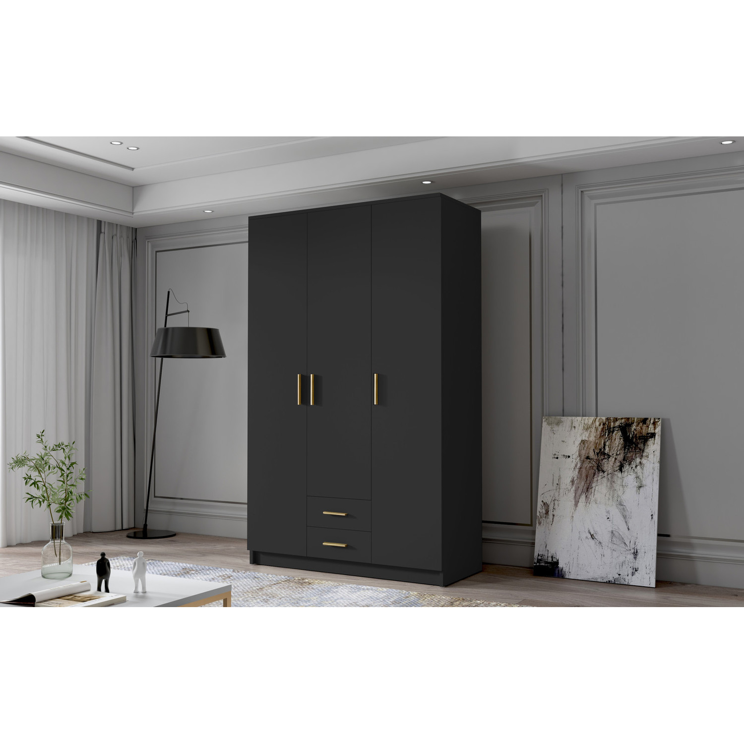 &Scaron;atn&iacute; skř&iacute;ň ADA I 120 cm - čern&aacute;/zlat&eacute; &uacute;chytky