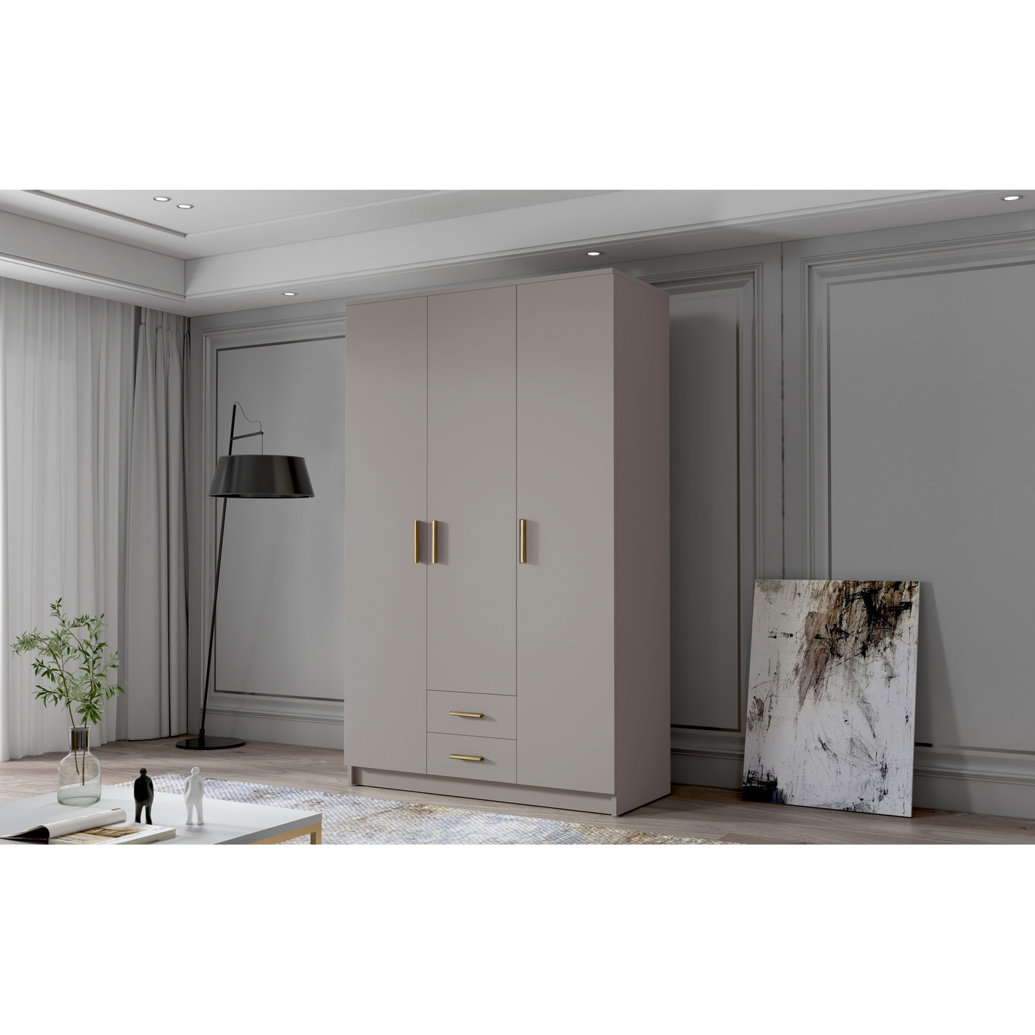 &Scaron;atn&iacute; skř&iacute;ň ADA I 120 cm - b&eacute;žov&aacute;/zlat&eacute; &uacute;chytky