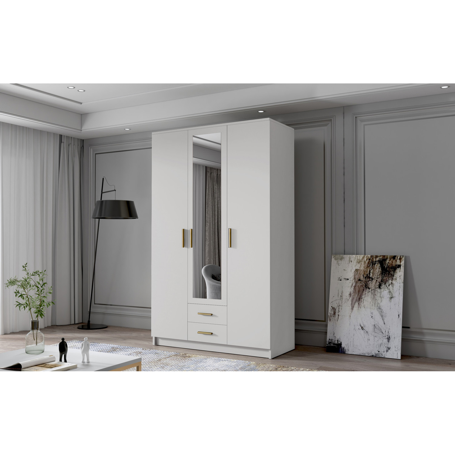 &Scaron;atn&iacute; skř&iacute;ň ADA II 120 cm - b&iacute;l&aacute;/zlat&eacute; &uacute;chytky