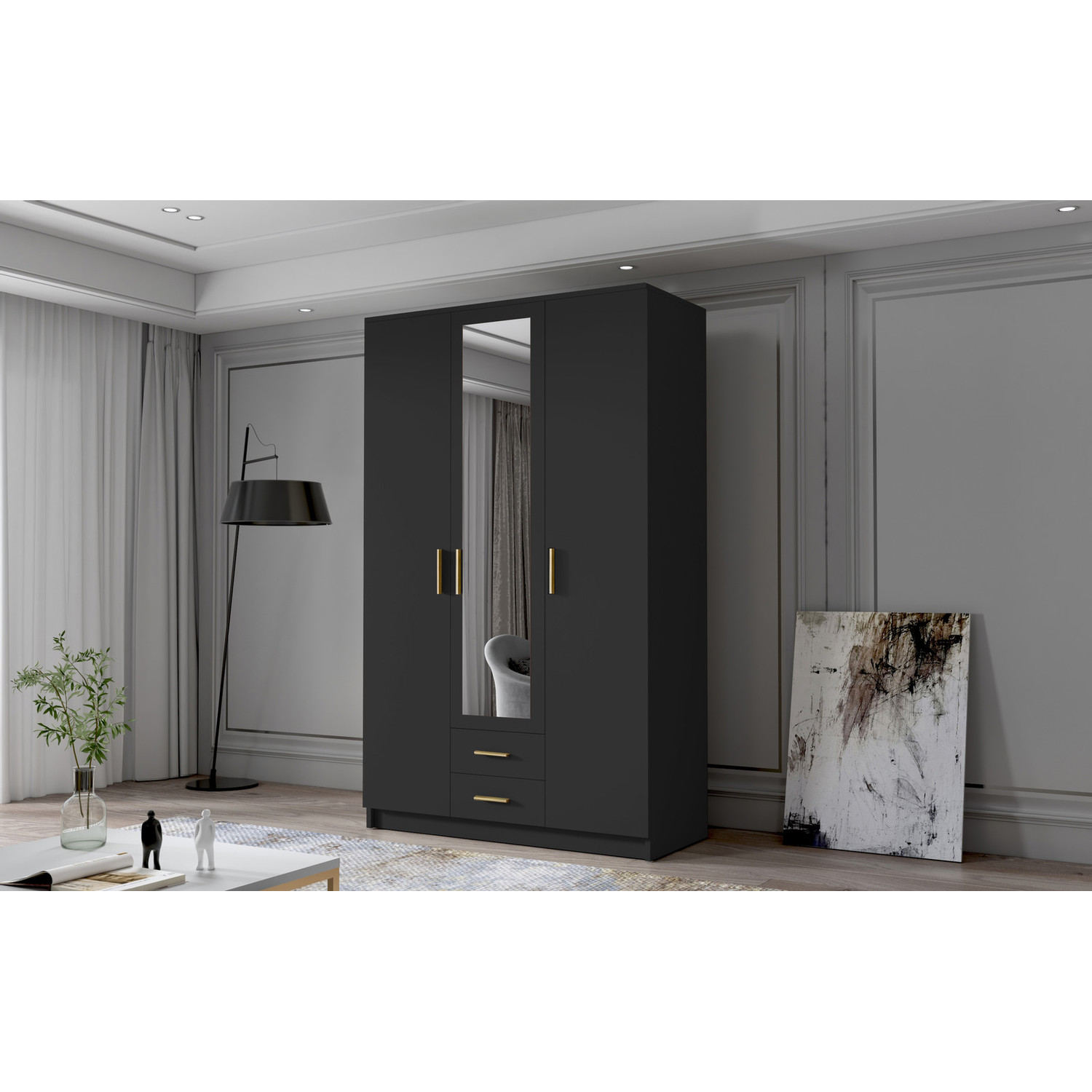 &Scaron;atn&iacute; skř&iacute;ň ADA II 120 cm - čern&aacute;/zlat&eacute; &uacute;chytky