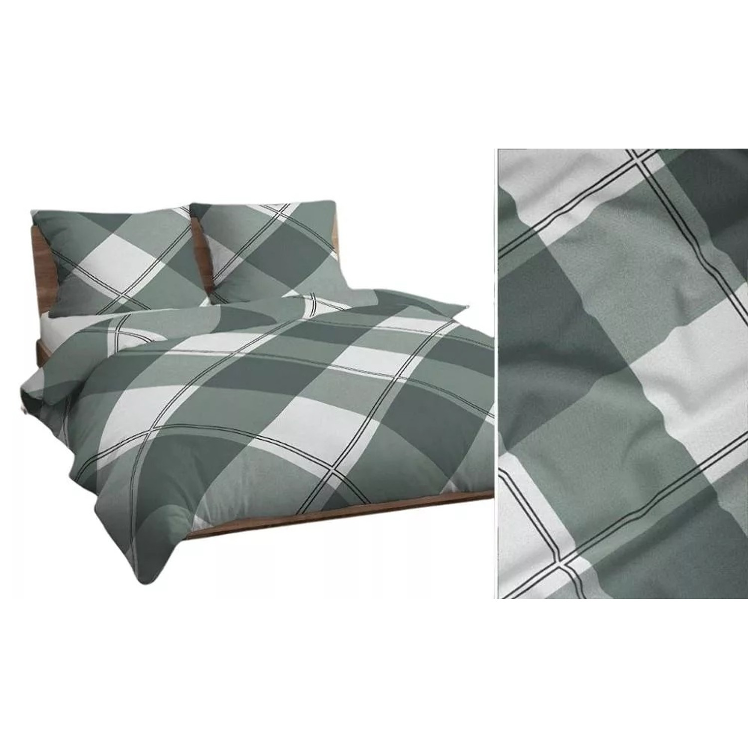 Bavlněné povlečení zelenobílá kostka 4746 C 140x200 cm