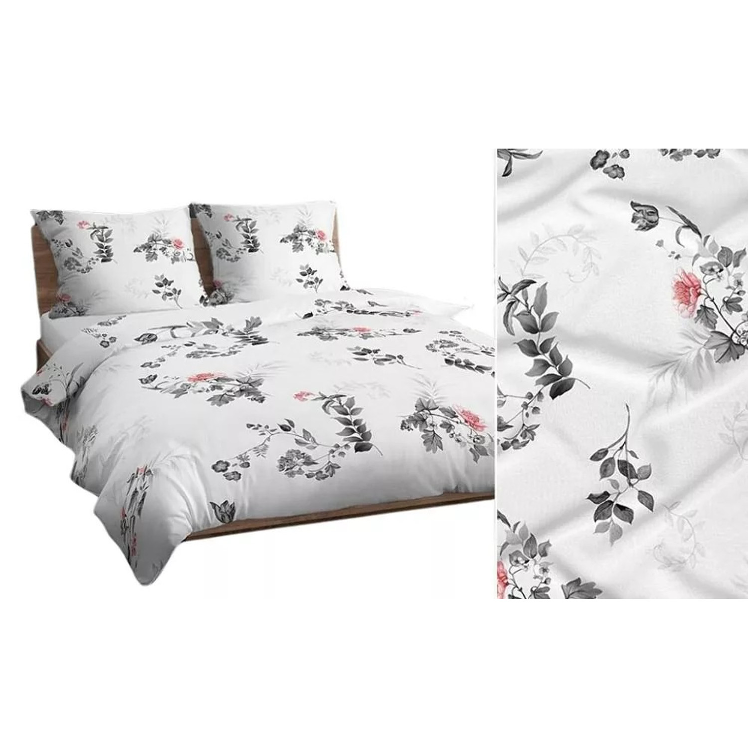 Bavlněné povlečení grafitové listy 4304 C 140x200 cm