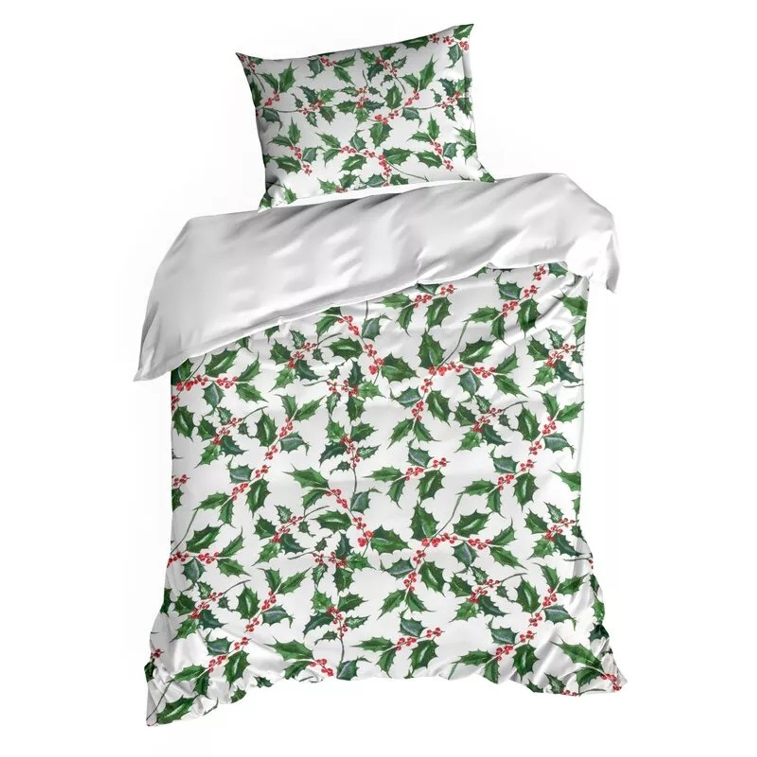 Vánoční povlečení z mikrovlákna TORI zelené listy SW 24 140x200 cm