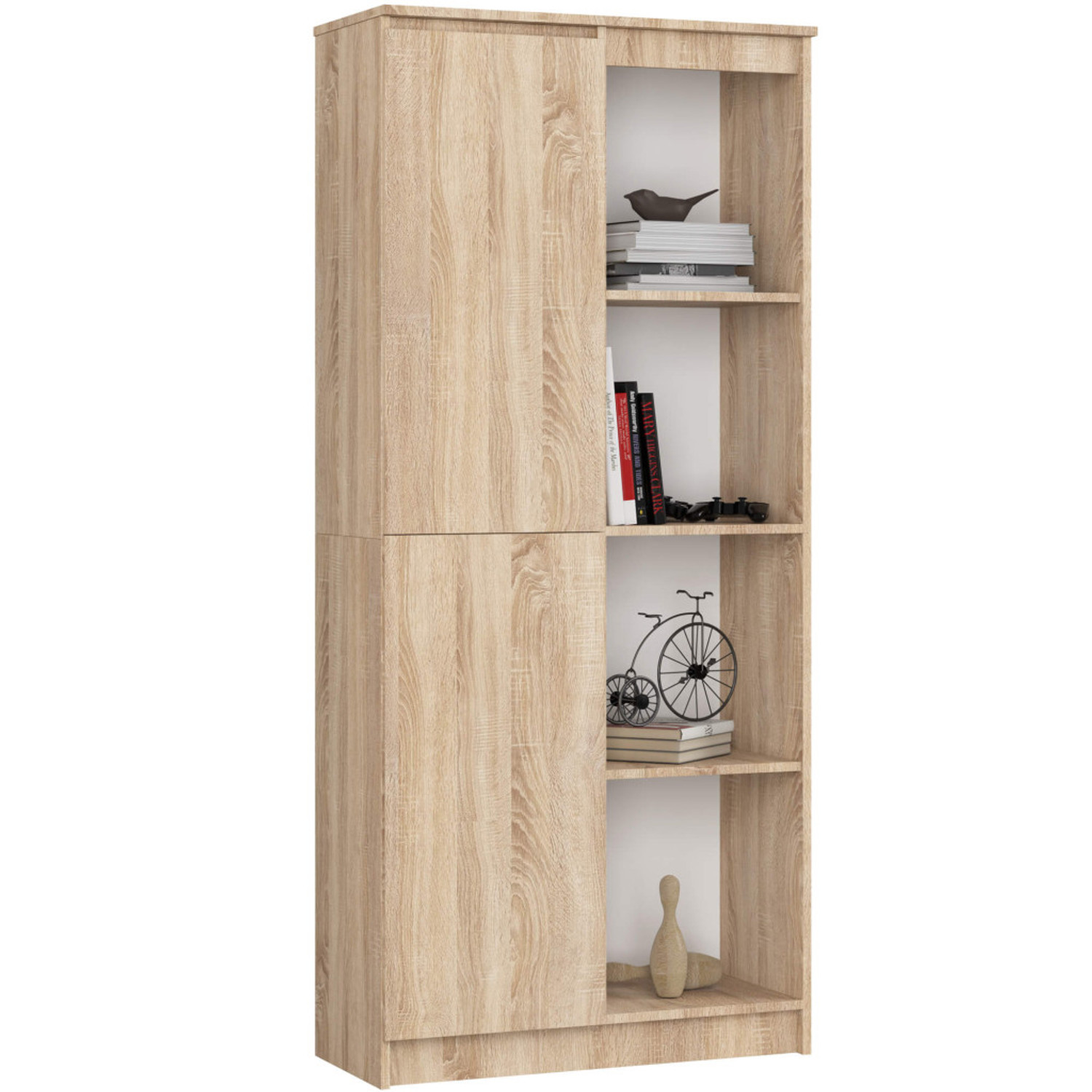 Regál R 80cm 1 dvířka 4  poličky dub sonoma