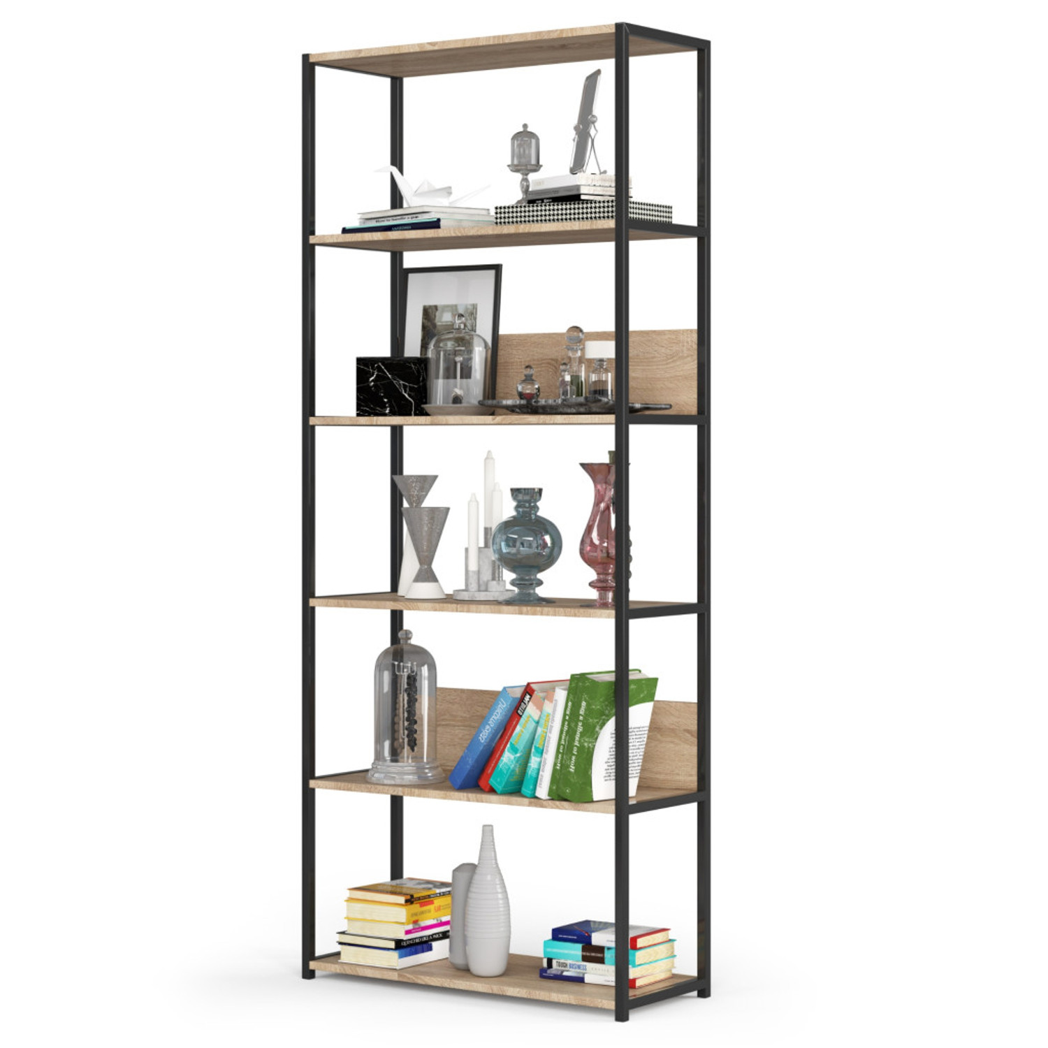 Regál 800, černá/dub sonoma