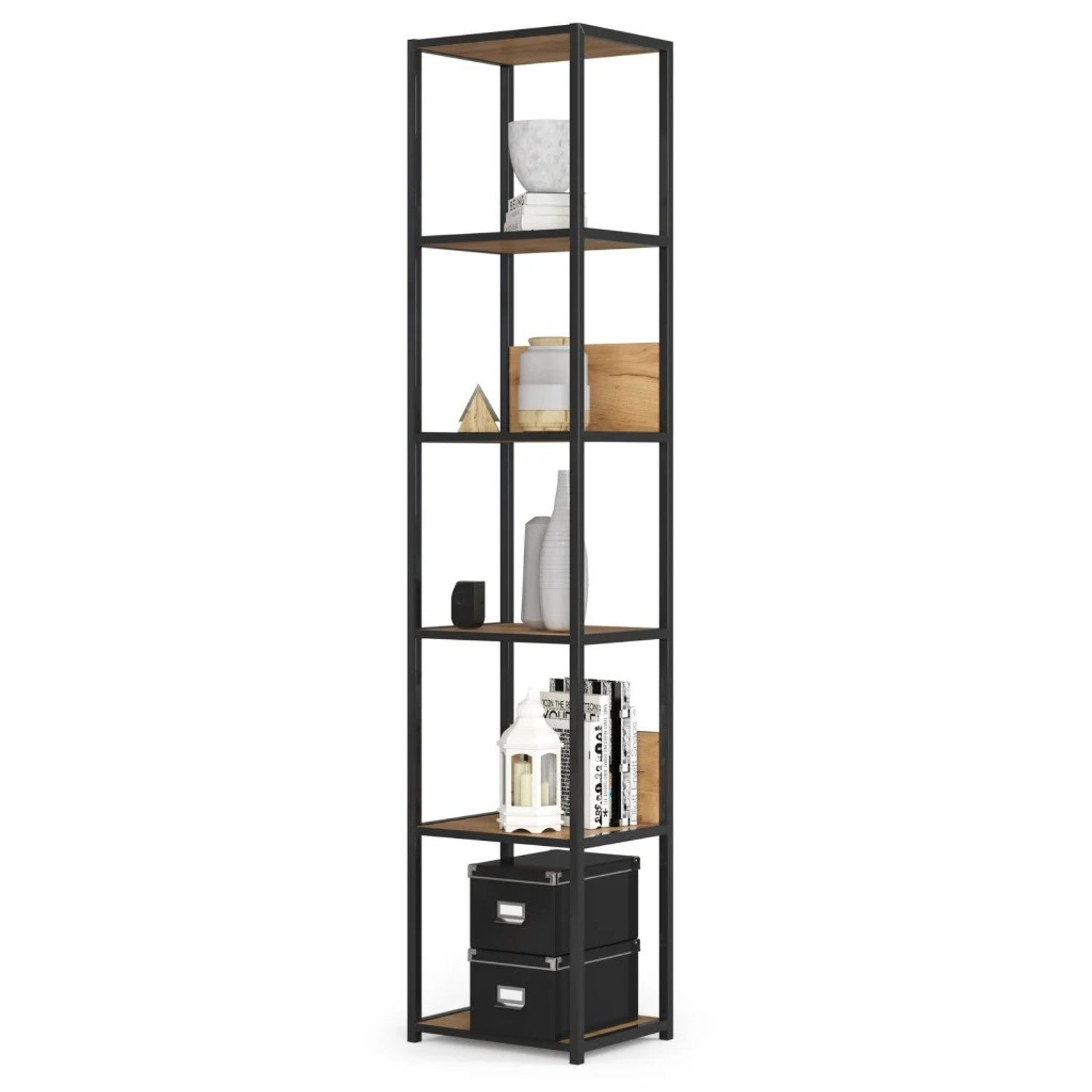 Regál 400, černá/řemeslný dub
