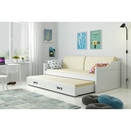 Dětská postel nebo gauč s výsuvnou postelí DAVID 190x80 cm Bílá Bílá