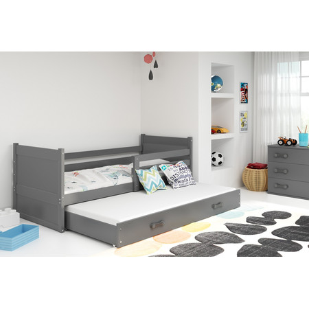 Dětská postel s výsuvnou postelí RICO 200x90 cm Šedá Šedá