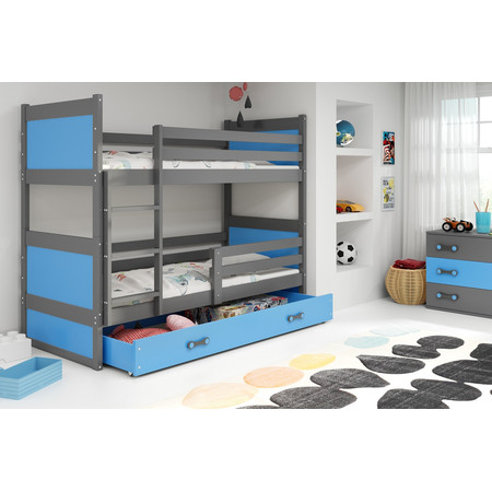 Dětská patrová postel RICO 160x80 cm Modrá Šedá