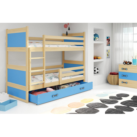 Dětská patrová postel RICO 190x80 cm Modrá Borovice