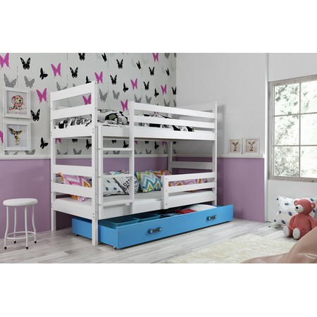 Dětská patrová postel ERYK 160x80 cm Modrá Bílá