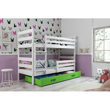 Dětská patrová postel ERYK 200x90 cm Zelená Bílá