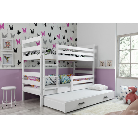 Dětská patrová postel s výsuvnou postelí ERYK 200x90 cm Bílá Bílá