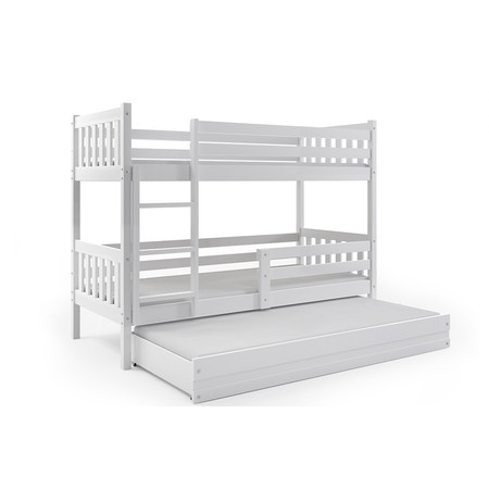 Dětská patrová postel s výsuvnou postelí CARINO 190x80 cm Bílá