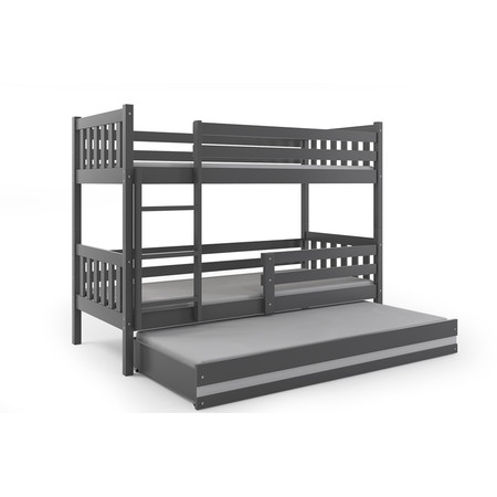 Dětská patrová postel s výsuvnou postelí CARINO 190x80 cm Šedá