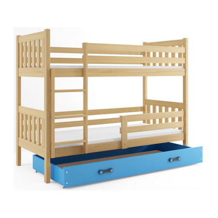Dětská patrová postel CARINO s úložným prostorem 80x190 cm - borovice Modrá