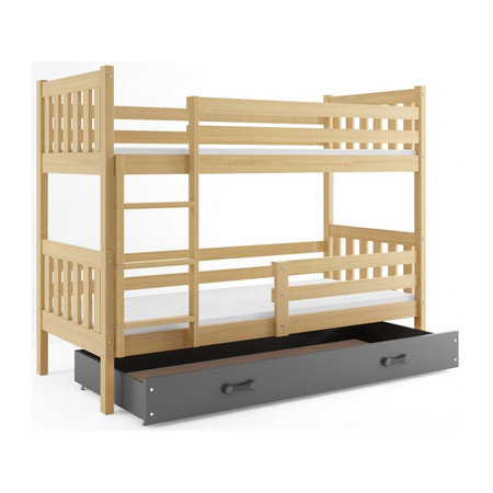 Dětská patrová postel CARINO s úložným prostorem 80x190 cm - borovice Šedá