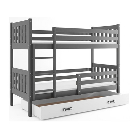Dětská patrová postel CARINO s úložným prostorem 80x190 cm - grafit Bílá