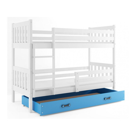 Dětská patrová postel CARINO s úložným prostorem 80x160 cm - bílá Modrá