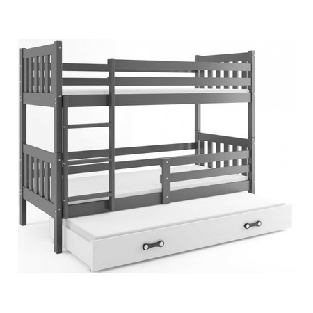 Dětská postel CARINO s výsuvnou postelí 80x190 cm - grafit Bílá