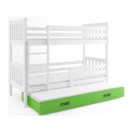 Dětská postel CARINO s výsuvnou postelí 80x190 cm - bílá Zelená
