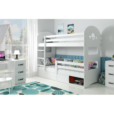 Dětská patrová postel DOMINIK s úložným prostorem 80x160 cm - bílá Bílá