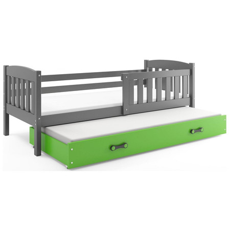Dětská postel KUBUS s výsuvnou postelí 90x200 cm - grafit Zelená