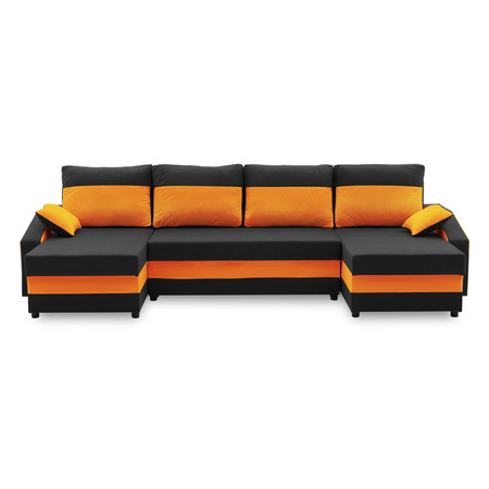 Velká rozkládací sedací souprava SPARTA PLUS color Černá + oranžová
