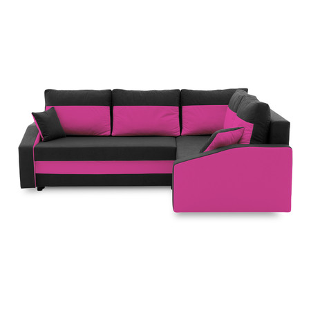 Rohová rozkládací sedací souprava GRANDE PLUS - color mikro Pravá Černá + Růžová