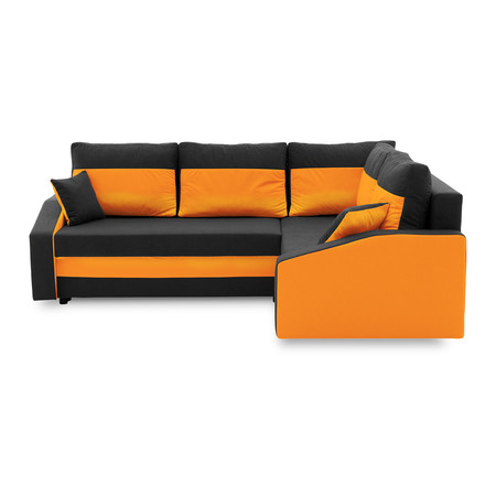 Rohová rozkládací sedací souprava GRANDE PLUS - color mikro Pravá Černá + Oranžová