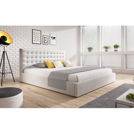 Čalouněná postel VERO rozměr 90x200 cm - Eko-kůže Bílá