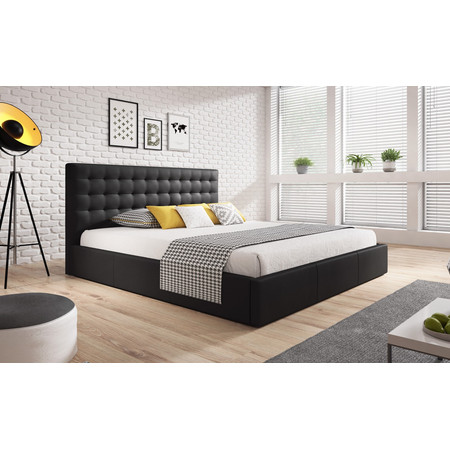 Čalouněná postel VERO rozměr 90x200 cm - Eko-kůže Černá