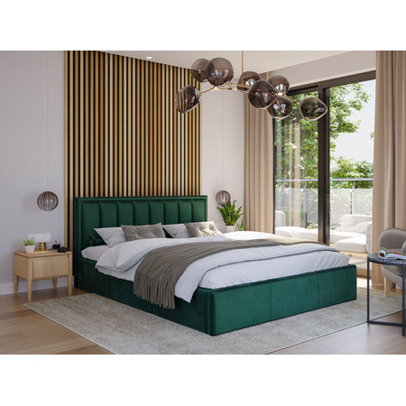 Čalouněná postel MOON rozměr 80x200 cm Tmavě zelená