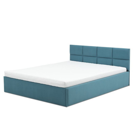 Čalouněná postel MONOS s pěnovou matrací rozměr 160x200 cm Tyrkysová
