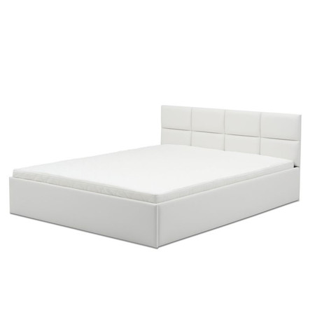Čalouněná postel MONOS II s pěnovou matrací rozměr 160x200 cm - Eko-kůže Bílá eko-kůže