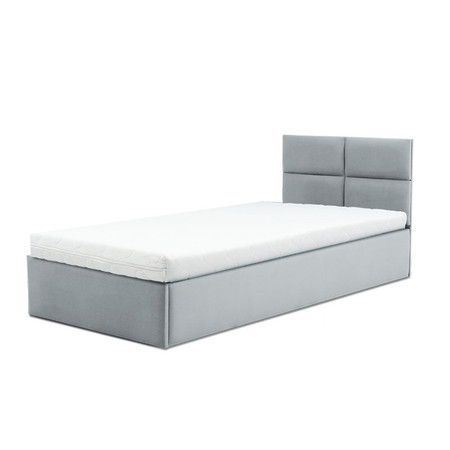 Čalouněná postel MONOS s pěnovou matrací rozměr 90x200 cm Světle šedá