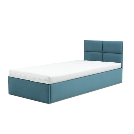 Čalouněná postel MONOS s pěnovou matrací rozměr 90x200 cm Tyrkysová