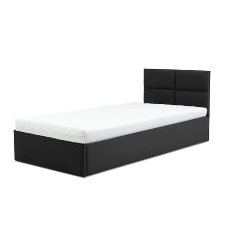 Čalouněná postel MONOS II s pěnovou matrací rozměr 90x200 cm - Eko-kůže Černá eko-kůže