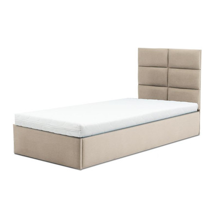Čalouněná postel TORES s pěnovou matrací rozměr 90x200 cm Béžová
