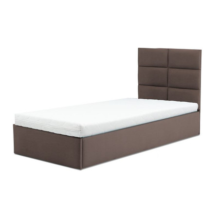 Čalouněná postel TORES s pěnovou matrací rozměr 90x200 cm Kakao