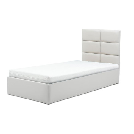 Čalouněná postel TORES II s pěnovou matrací rozměr 90x200 cm - Eko-kůže Bílá eko-kůže