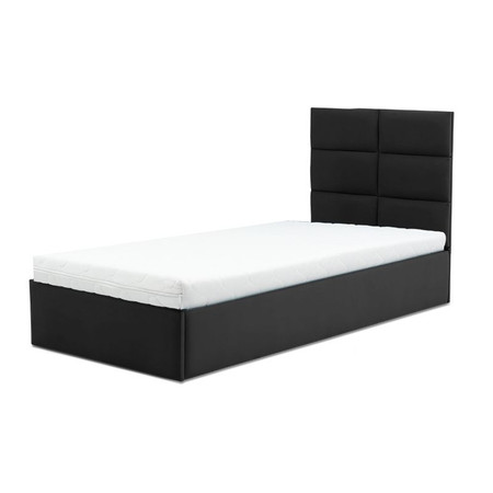 Čalouněná postel TORES II s pěnovou matrací rozměr 90x200 cm - Eko-kůže Černá eko-kůže