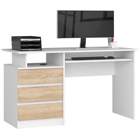 Počítačový stůl CLP 135cm bílá/dub sonoma