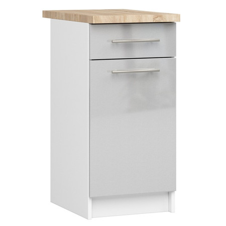 Kuchyňská skříňka OLIVIA S40 SZ1 - bílá/šedý lesk