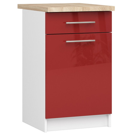 Kuchyňská skříňka OLIVIA S50 SZ1 - bílá/červený lesk